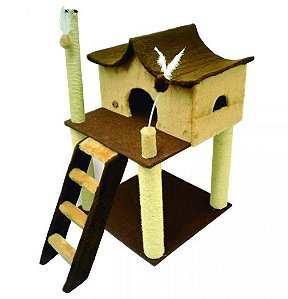Arranhador Gatos Castelo (60x60x106cm) - Marrom