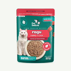 Sache Petdelicia Gatos Filhotes/Adultos Ragu Carne/Chia 80g