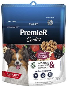 Biscoito Premier Cookie Cães Adultos Raças Pequenas Frutas Vermelhas 50g