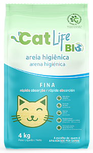 Areia Granulado Biodegradável Mandioca Cat Life Fina 2kg