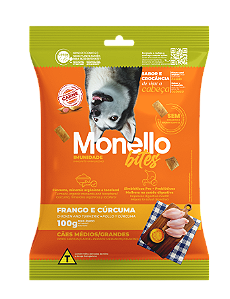Snack Monello Bites Cães Adultos  Imunidade Raças Médias/Grandes Frango/Curcuma 100g