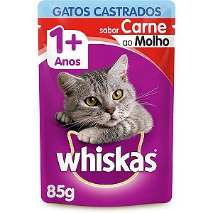 Sache Whiskas Gatos Castrados Carne ao Molho 85g