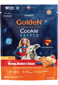 Biscoito Golden Cookie Cães Adultos Raças Pequenas Krypto Supergirl Morango/Blueberry/Banana 350g