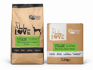 All Love Veggie Cães Adultos All Breeds Grão de Bico/Quinoa/Cenoura