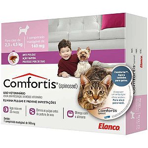 Comfortis 140mg (Cães 2,3 a 4,5kg) (Gatos 1,4 a 2,8kg) c/ 1 comprimido