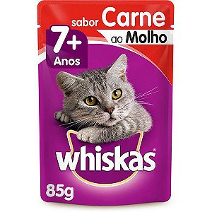 Sache Whiskas Gatos Senior 7+ Carne ao Molho 85g