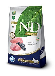 N&D Prime Cães Adultos Raças Mini Cordeiro/Blueberry 2,5kg