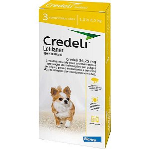 Credeli 56,25mg (Cães 1,3kg a 2,5kg) - 3 comprimidos