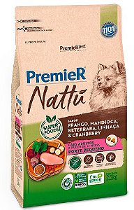 Premier Nattu Cães Adultos Raças Pequenas Mandioca 2,5kg