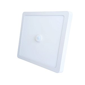 Plafon Led Quadrado Sobrepor com Sensor de Presença 18W 6500K Bivolt