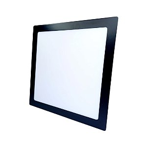 Painel Led Quadrado Embutir 24W 3000K Borda Preta Bivolt