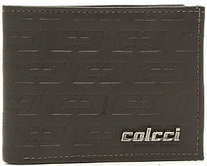 Carteira Couro Colcci Relevo Metal Marrom