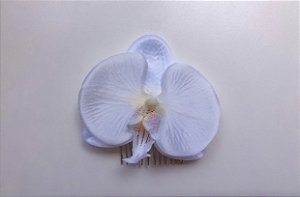 Pente com orquídea média branca