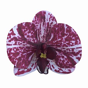 Presilha de orquídea em silicone branca com roxo