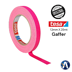 Fita Tecido Gaffer Tape Tesa 12mm X 25m Rosa Fluorescente