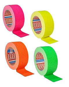 KIT 4 rls Fita Tecido Gaffer Tape Tesa 48mmX25m Fluorescente
