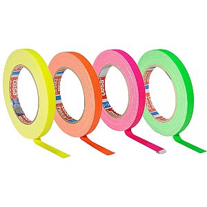 KIT 4 rls Fita Tecido Gaffer Tape Tesa 12mmX25m Fluorescente