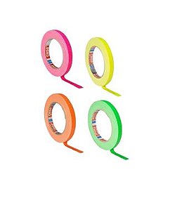 KIT 4 rls Fita Tecido Gaffer Tape Tesa 12mmX25m Fluorescente