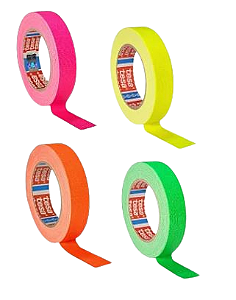 KIT 4 rls Fita Tecido Gaffer Tape Tesa 24mmX25m Fluorescente