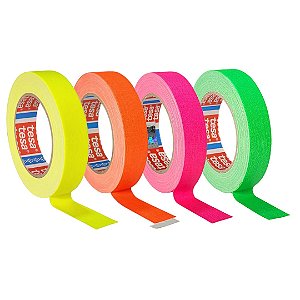 KIT 4 rls Fita Tecido Gaffer Tape Tesa 24mmX25m Fluorescente