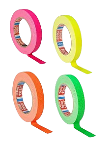 KIT 4 rls Fita Tecido Gaffer Tape Tesa 18mmX25m Fluorescente