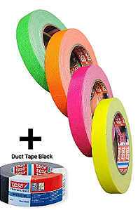KIT Tesa Fita Tecido Gaffer Tape 18mm + Duct Tape Preta