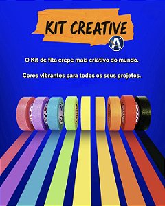Kit fita Crepe colorida Creative com 9 cores 12mmX10m