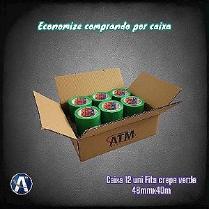 Kit Com 12 Unidades de Fita Crepe Verde 48mmX40m Tesa
