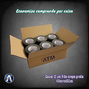 Kit Com 12 Unidades de Fita Crepe 720 48mmX50m Preta
