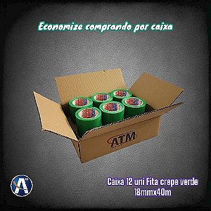 Kit Com 12 Unidades de Fita Crepe Verde 18mmX40m Tesa