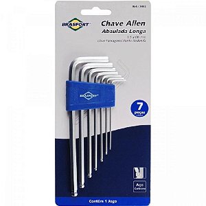 Kit Com 7 Chaves Hexagonal Abaulada Longa 1,5 a 6mm