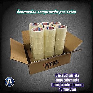 Kit C 36 Rolos Fita Empacotamento Transparente 48mmX50m Tesa