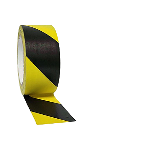 Fita Adesiva PVC Demarcação Zebrada Amarelo e Preto 50mmX30m