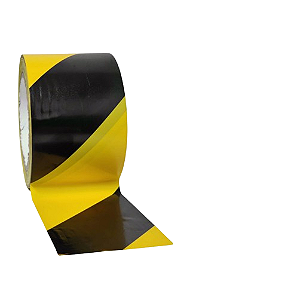 Fita Adesiva PVC Demarcação Zebrada Amarelo e Preto 75mmX30m