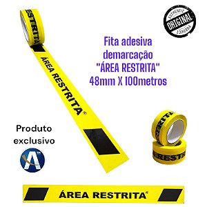Fita Adesiva Para Sinalização Área Restrita 48mmX100m Zebrada Amarela