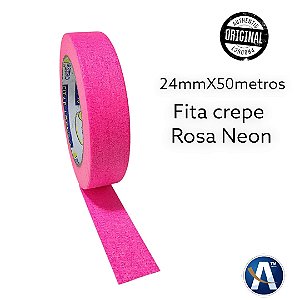 Fita Crepe 24mmx50m Cor Rosa Neon