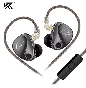 Fone de Ouvido KZ Castor Cinza Com Mic