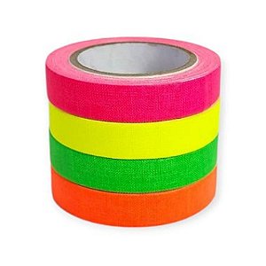 Kit 4 Rolos Fita Tecido Gaffer Tesa 12mmX5m Fluorescente