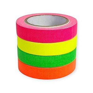 Kit 4 Rolos Fita Tecido Gaffer Tesa 12mmX5m Fluorescente