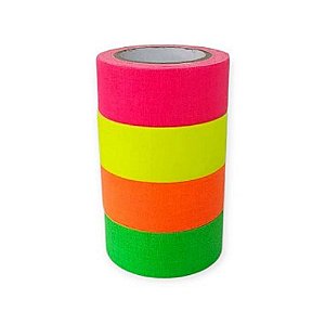 Kit 4 Rolos Fita Tecido Gaffer Tesa 24mmX5m Fluorescente