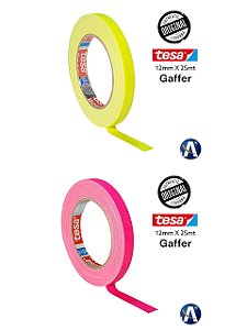 KIT 2 rls Fita Tecido Gaffer Tape Tesa 12mmX25m Fluorescente