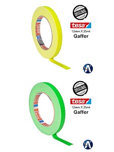 KIT 2 rls Fita Tecido Gaffer Tape Tesa 12mmX25m Fluorescente
