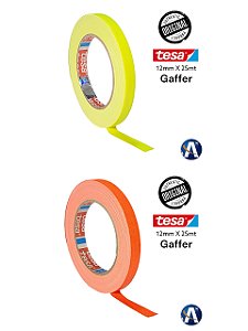 KIT 2 rls Fita Tecido Gaffer Tape Tesa 12mmX25m Fluorescente