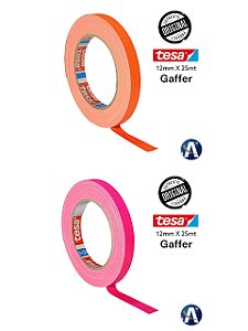 KIT 2 rls Fita Tecido Gaffer Tape Tesa 12mmX25m Fluorescente