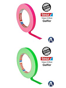KIT 2 rls Fita Tecido Gaffer Tape Tesa 12mmX25m Fluorescente