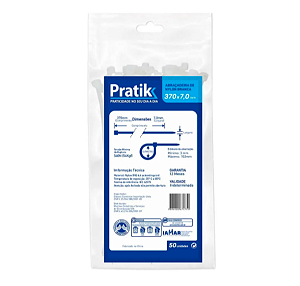 Abraçadeira de Nylon Branca 370mmX7.0mm Com 50 Unidades Pratik