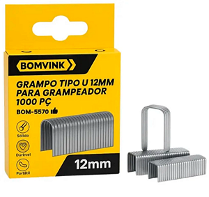 Caixa de Grampo tipo U 12mm com 1000 Grampos Bomvink