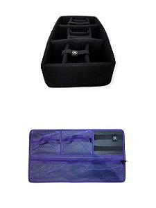Kit Divisória e Organizador de tampa para Case MP0055, Pelican 1510 e MAI 545 ATM Pro Roxo e Preto