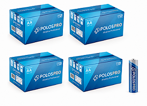 Kit com 4 Caixas de Pilha AA Com 40 Unidades Polos Pro