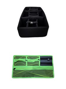 Kit Divisória e Organizador de tampa para Case MP0055, Pelican 1510 e MAI 545 ATM Pro Verde Neon e Preto